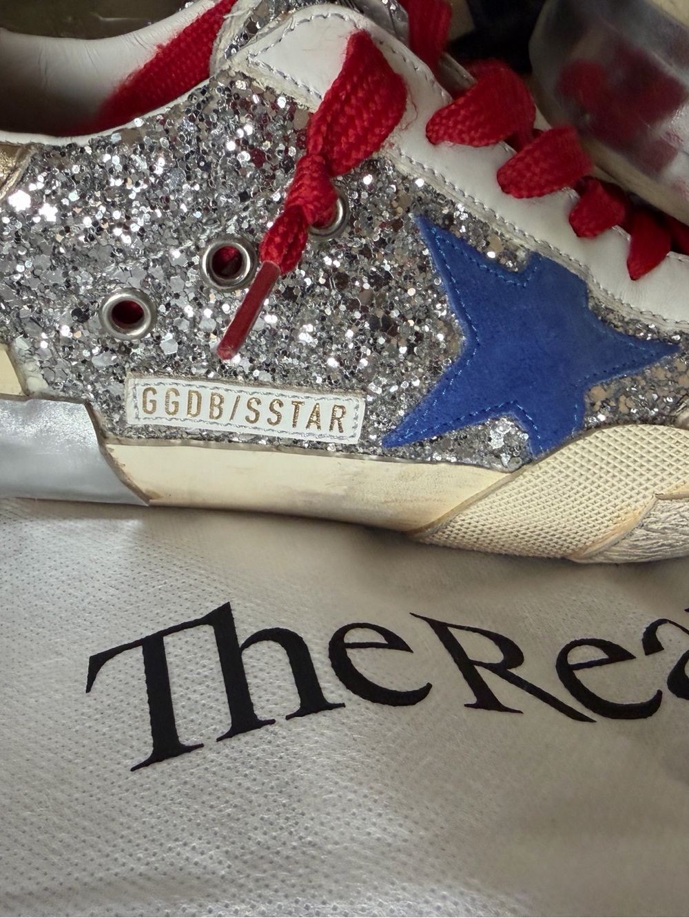 Golden Goose Superstar Silver Glitter Sneakers - Picture 6 of 10